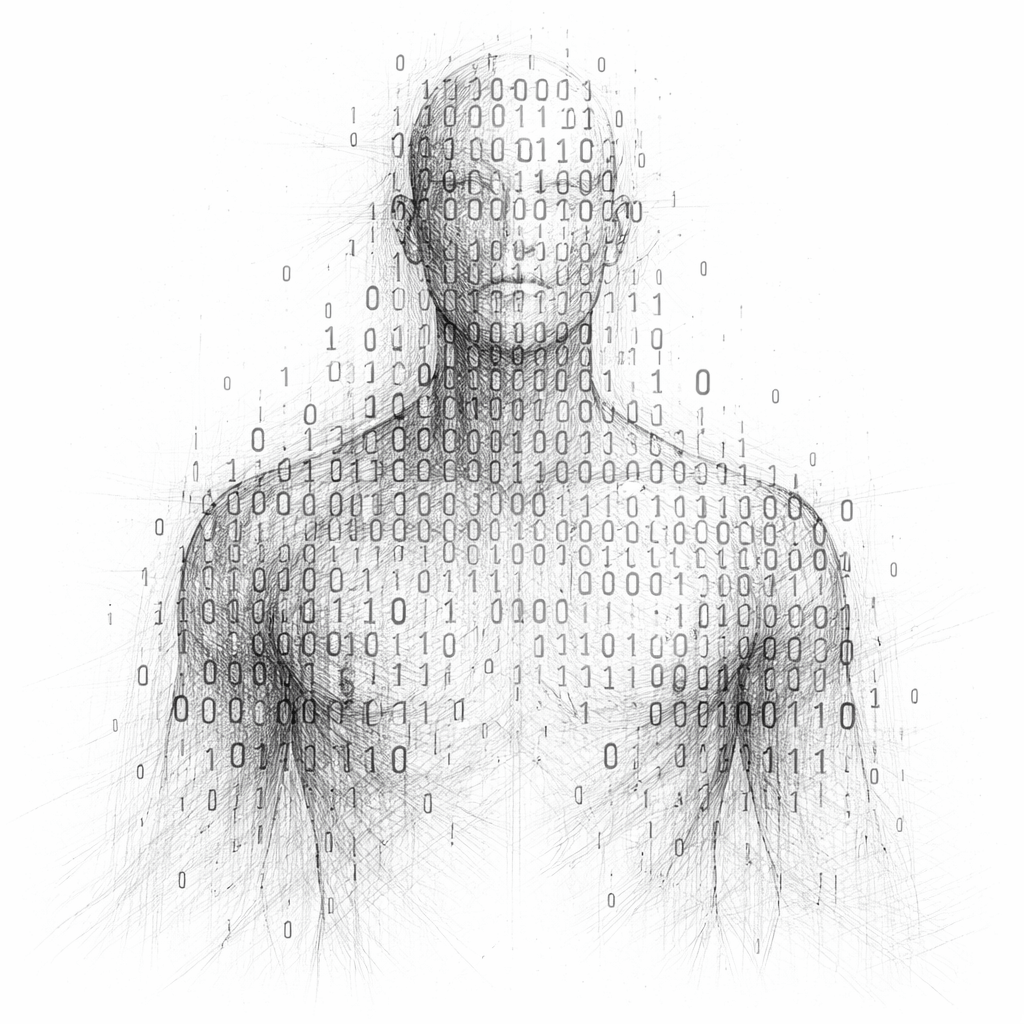 Menschliche Silhouette aus Binärcode als Symbol für Digitalisierung Industrie 4.0 und digitale Systeme